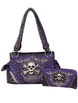 GoCowgirl Women's Skull Bones Skeleton Purse Handbag with Matching Wallet in 6 colors