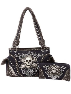 GoCowgirl Women's Skull Bones Skeleton Purse Handbag with Matching Wallet in 6 colors