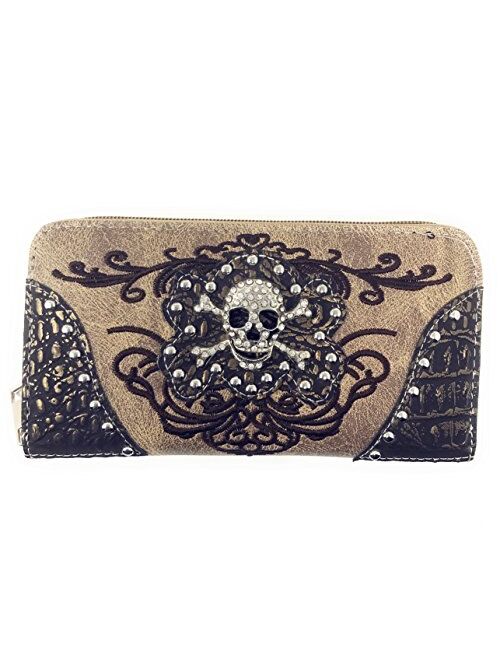 GoCowgirl Women's Skull Bones Skeleton Purse Handbag with Matching Wallet in 6 colors