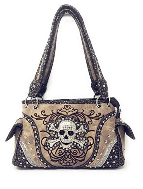 GoCowgirl Women's Skull Bones Skeleton Purse Handbag with Matching Wallet in 6 colors