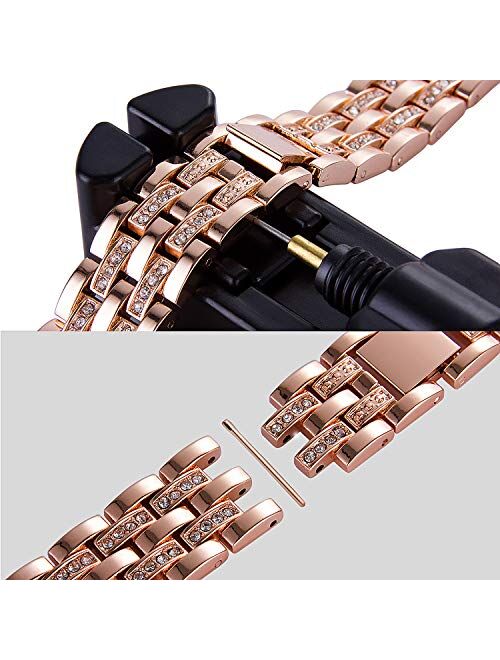 VIQIV Bling Bands for Compatible Apple Watch Band 38mm 40mm 42mm 44mm iWatch Series 5 4 3 2 1, Womens Elegant Slim Crystal Diamond Jewelry Metal Wristband Strap