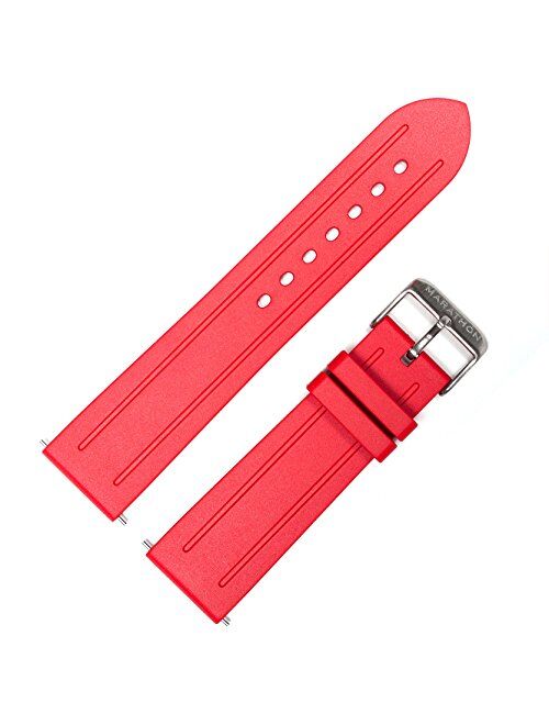 Marathon Watch Rubber Diver's Watch Strap with Non-Magnetic 316L Buckle - 2 Swiss Made Stainless Steel Spring Bars Included - Made in Italy