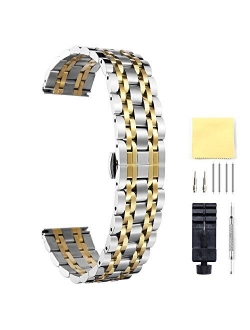 BINLUN Stainless Steel Watch Band 6 Color(Gold, Silver, Black, Rose Gold, Gold Tone, Rose Gold Tone) 17 Size (10mm - 26mm) Valentine Gifts