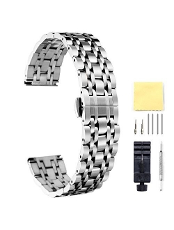 BINLUN Stainless Steel Watch Band 6 Color(Gold, Silver, Black, Rose Gold, Gold Tone, Rose Gold Tone) 17 Size (10mm - 26mm) Valentine Gifts