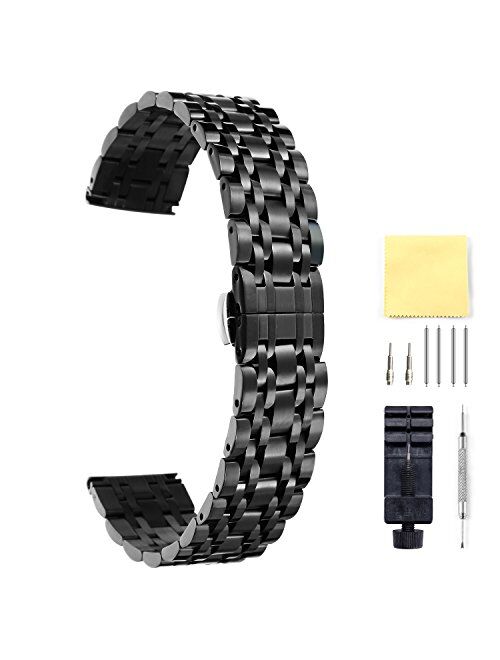 BINLUN Stainless Steel Watch Band 6 Color(Gold, Silver, Black, Rose Gold, Gold Tone, Rose Gold Tone) 17 Size (10mm - 26mm) Valentine Gifts