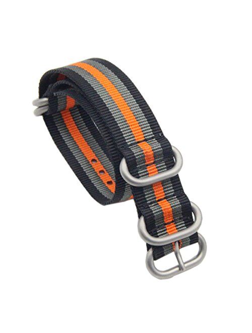 Black/Grey/Orange High-end Superior NATO Style Ballistic Nylon Watch Band Strap Replacement for Men