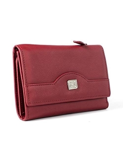 RFID Leather Trifold Wallet for Women - Secure Small Evening Clutch Purse