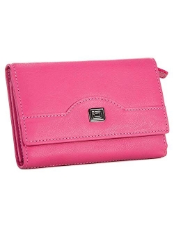 RFID Leather Trifold Wallet for Women - Secure Small Evening Clutch Purse