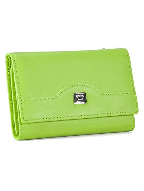 RFID Leather Trifold Wallet for Women - Secure Small Evening Clutch Purse