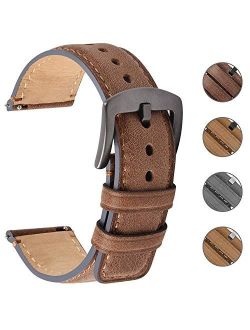 3 Colors Burnished Leather Watch Band 18mm/20mm/22mm, Fullmosa Quick Release YOLA Watch Strap with D-Shape Buckle for Men Women