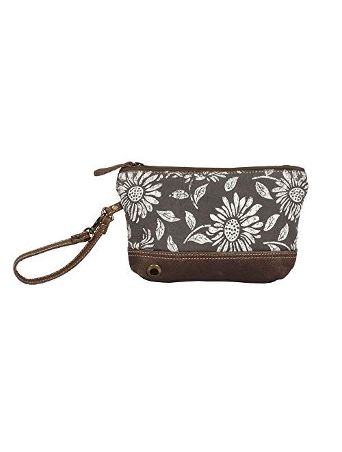 Myra Bag Sunflower Pouch Upcycled Wristlet Bag S-1286