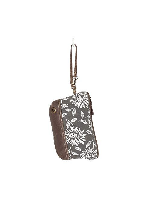 Myra Bag Sunflower Pouch Upcycled Wristlet Bag S-1286