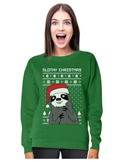 Tstars Slothy Christmas Ugly Christmas Sweater Sloth Women Sweatshirt