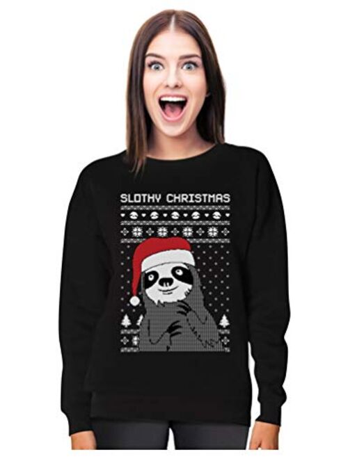 Tstars Slothy Christmas Ugly Christmas Sweater Sloth Women Sweatshirt