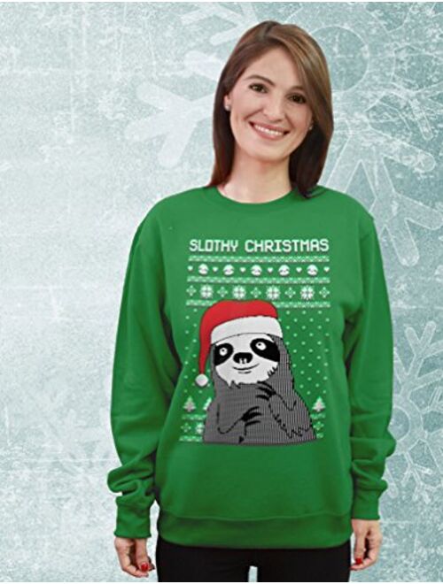 Tstars Slothy Christmas Ugly Christmas Sweater Sloth Women Sweatshirt