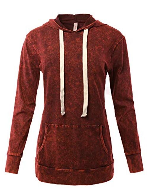 Women's Relax Fit Long Sleeve Kangaroo Pockets Hoodie Sweatshirts