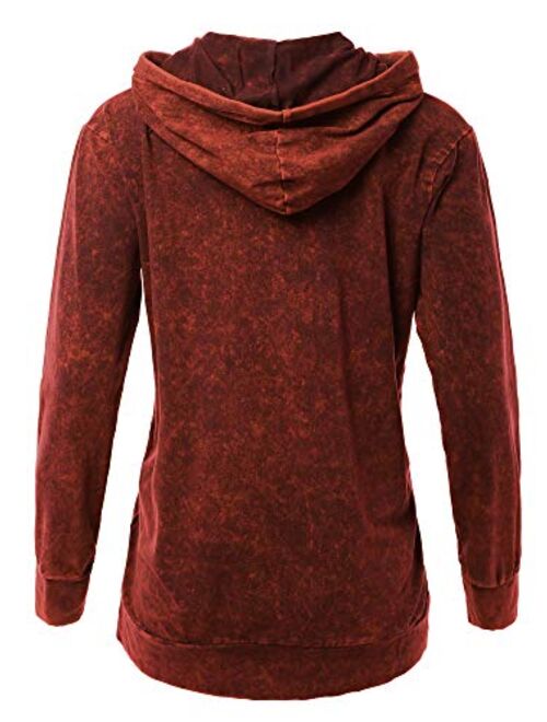 Women's Relax Fit Long Sleeve Kangaroo Pockets Hoodie Sweatshirts