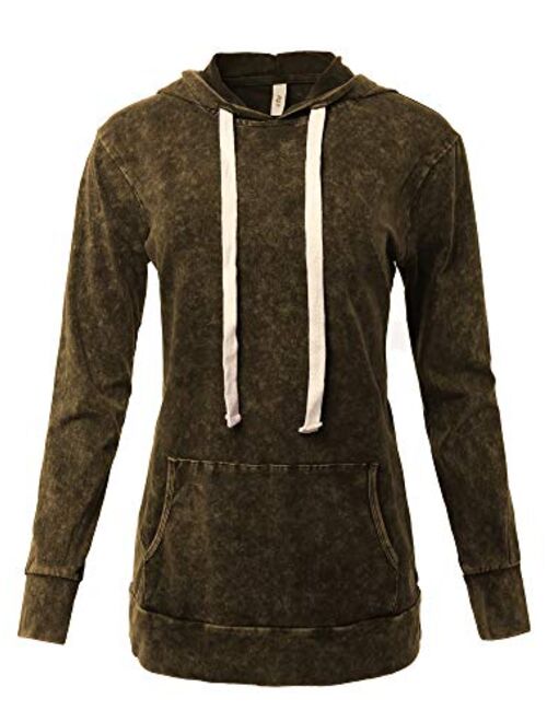 Women's Relax Fit Long Sleeve Kangaroo Pockets Hoodie Sweatshirts