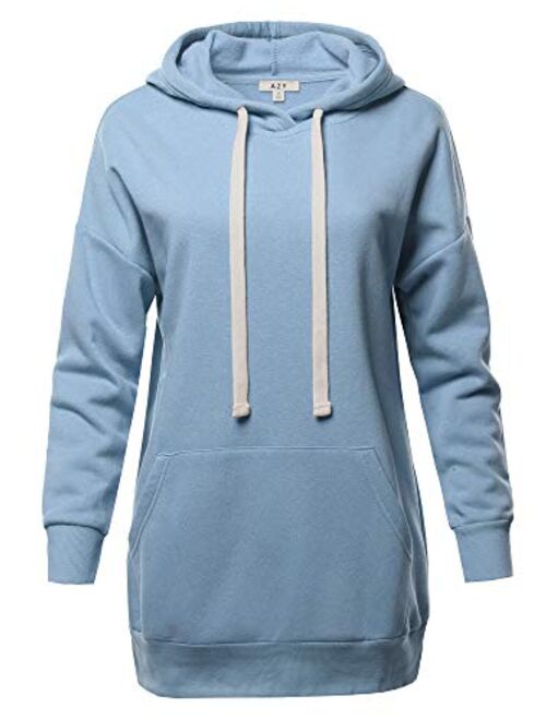 Women's Relax Fit Long Sleeve Kangaroo Pockets Hoodie Sweatshirts