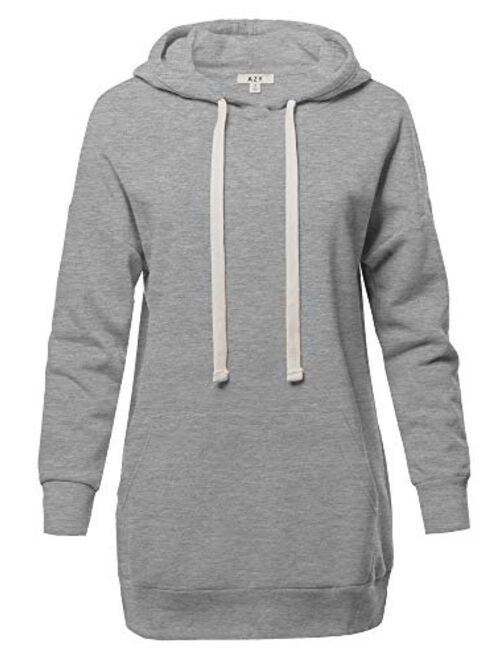 Women's Relax Fit Long Sleeve Kangaroo Pockets Hoodie Sweatshirts