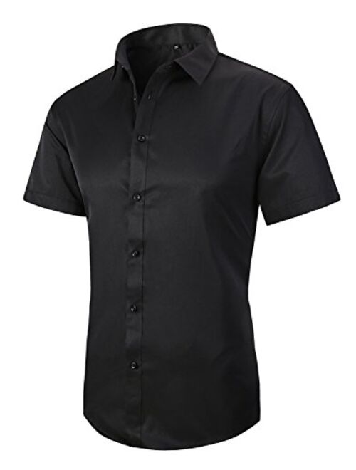 JHVYF Men's Casual Short Sleeve Business Slim Fit Button Down Dress Shirts