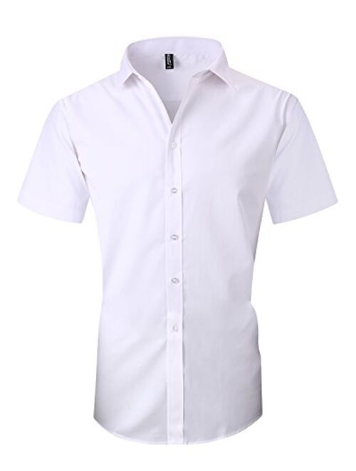 JHVYF Men's Casual Short Sleeve Business Slim Fit Button Down Dress Shirts