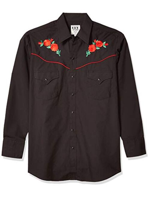 ELY CATTLEMAN Men's Long Sleeve Western Shirt with Rose Embroidery