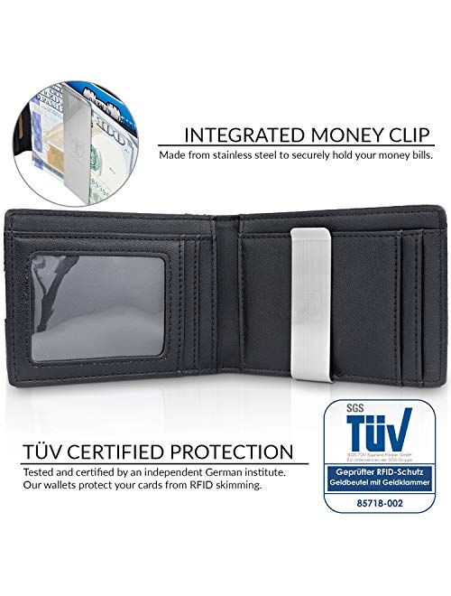 TRAVANDO Slim Wallet with Money Clip SEATTLE RFID Blocking Card Mini Bifold Men