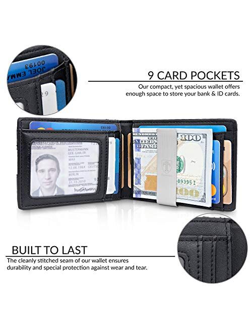 TRAVANDO Slim Wallet with Money Clip SEATTLE RFID Blocking Card Mini Bifold Men