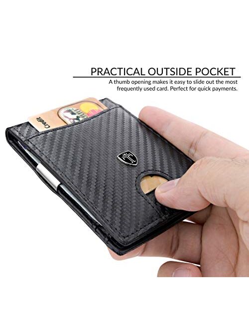 TRAVANDO Slim Wallet with Money Clip SEATTLE RFID Blocking Card Mini Bifold Men