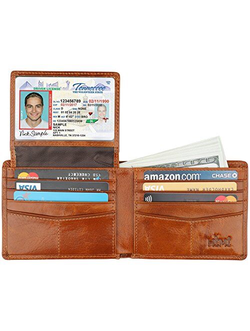 Wallet for Men-Genuine Leather RFID Blocking Bifold Stylish Wallet With 2 ID Window