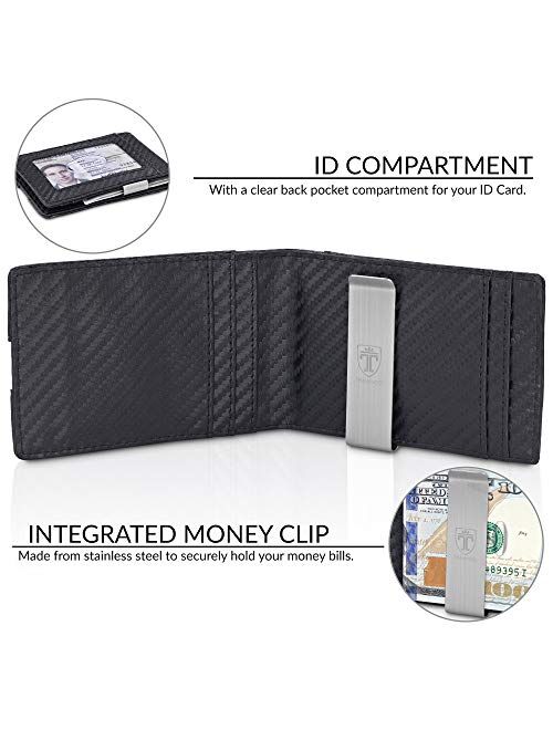 TRAVANDO Money Clip Wallet ATLANTA Mens Front Pocket Slim RFID Blocking - Credit Card Holder - Mini Bifold, Grey