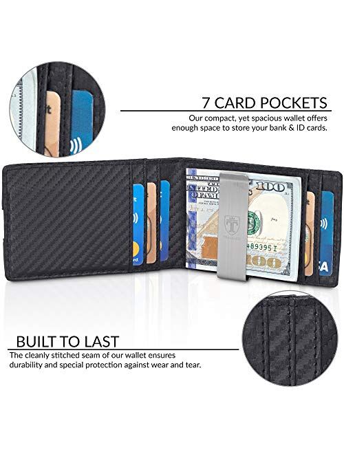 TRAVANDO Money Clip Wallet ATLANTA Mens Front Pocket Slim RFID Blocking - Credit Card Holder - Mini Bifold, Grey