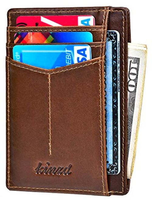 Kinzd Slim Minimalist Wallet RFID Front Pocket Wallet Thin Credit Card Holder for Men