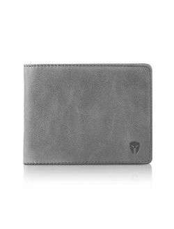 2 ID Window RFID Wallet for Men, Bifold Top Flip, Extra Capacity Travel Wallet (Slate Gray - Distressed Leather, Medium)