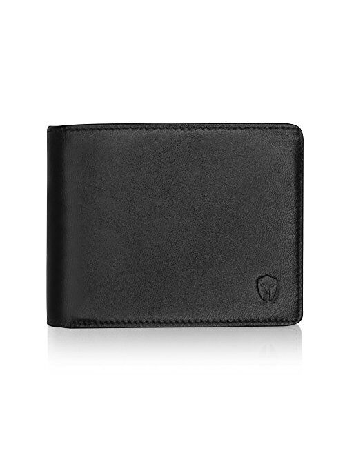 2 ID Window RFID Wallet for Men, Bifold Top Flip, Extra Capacity Travel Wallet (Black - Smooth Napa Grade a Leather, Medium)