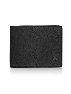 2 ID Window RFID Wallet for Men, Bifold Top Flip, Extra Capacity Travel Wallet (Black - Pebble Leather, Medium)