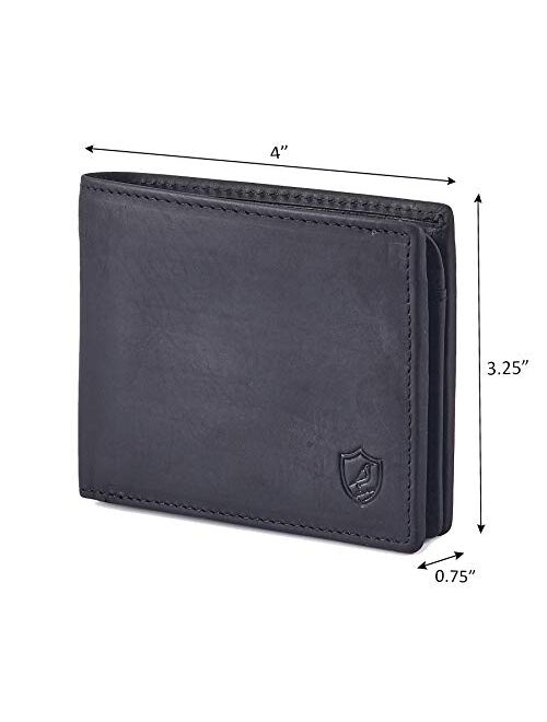 COCHOA Men's Real Leather RFID Blocking Stylish Bifold Wallet With 2 ID Window