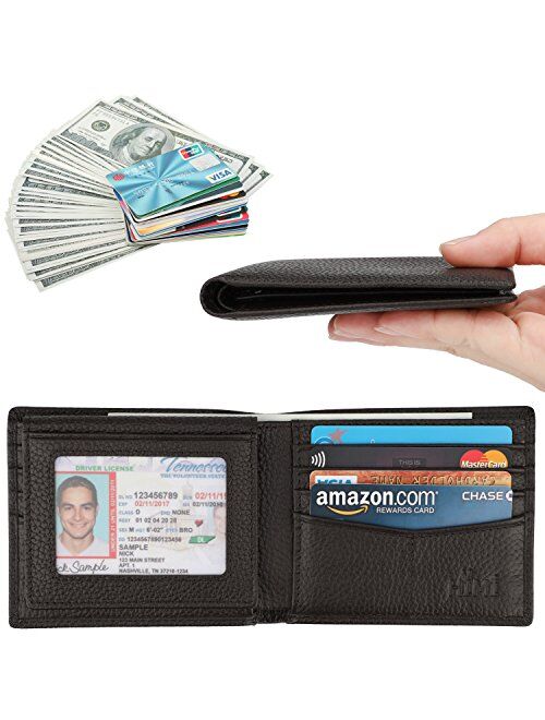 Wallet for Men-Genuine Leather RFID Blocking Bifold Stylish Wallet With 2 ID Window (Coffee-Pebble Leather)