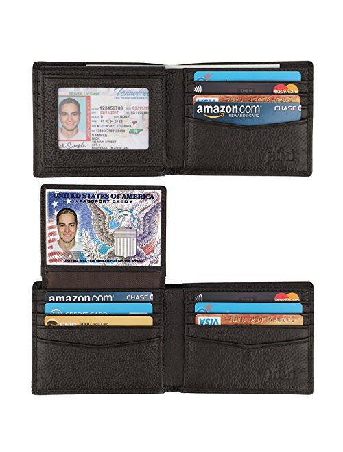 Wallet for Men-Genuine Leather RFID Blocking Bifold Stylish Wallet With 2 ID Window (Coffee-Pebble Leather)