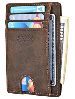 Slim Minimalist Wallet RFID Front Pocket Wallet Thin Credit Card Holder for Men Women