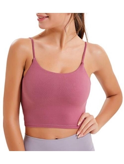 Arlumi Longline Camisole Crop Womens Tank Tops Wireless Seamless Sport Bra Yoga Workout Shirt for Teen Girl