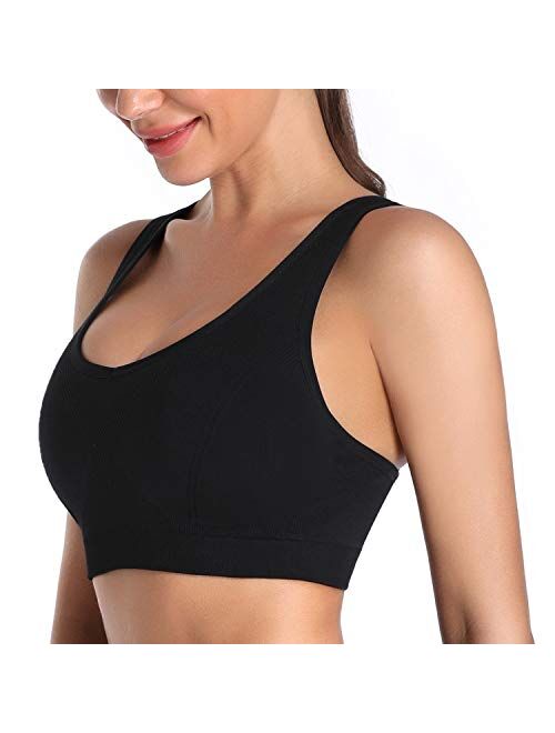 MIRITY Padded Strappy Sports Bras for Women Fashion Comfy Activewear Workout Bra Pack of 3