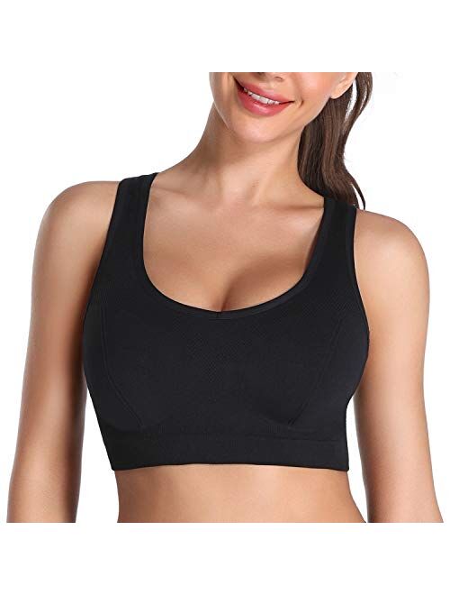 MIRITY Padded Strappy Sports Bras for Women Fashion Comfy Activewear Workout Bra Pack of 3