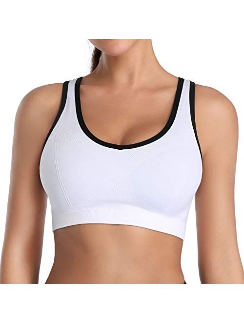 MIRITY Padded Strappy Sports Bras for Women Fashion Comfy Activewear Workout Bra Pack of 3