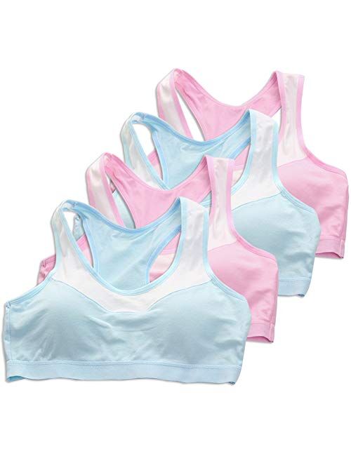 SALIA GIRL Sport Starter Cami Bra Racerback with Removable Padding - 4 Pack