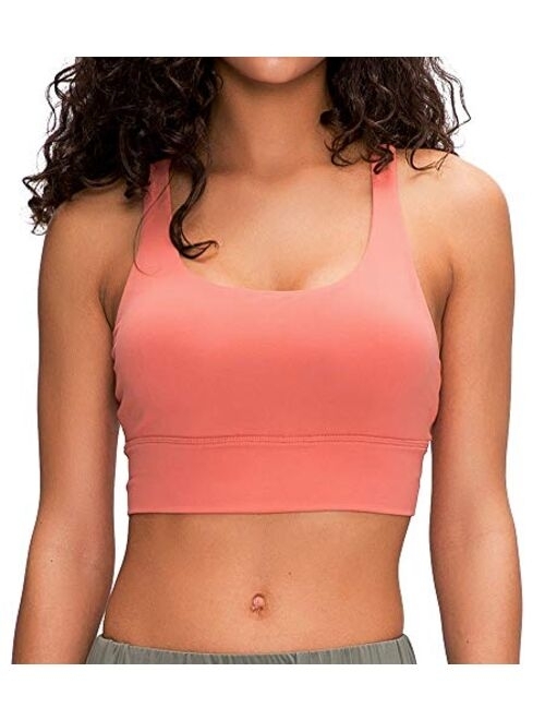 Lavento Women's Strappy Sports Bra Long Line Medium Support Energy Workout Training Top