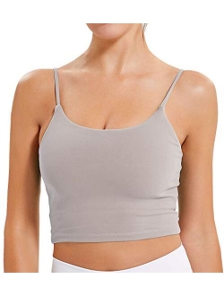 Lavento Women's Longline Sports Bra Yoga Camisole Crop Top with Built in Bra