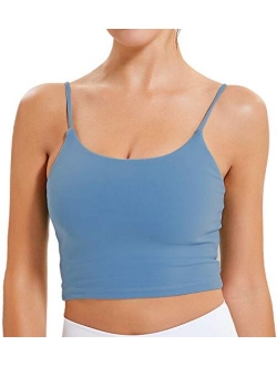 Lavento Women's Longline Sports Bra Yoga Camisole Crop Top with Built in Bra