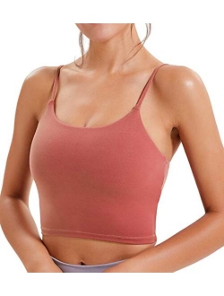 Lavento Women's Longline Sports Bra Yoga Camisole Crop Top with Built in Bra